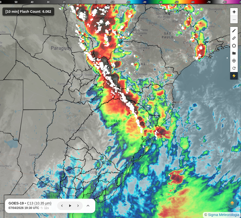 Mapa Interativo GOES-19 na plataforma Sigma