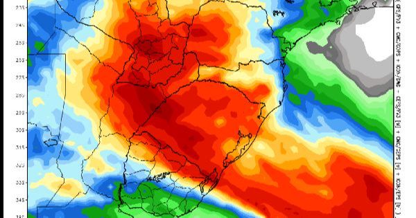 ALERTA: Muita água e temporais com vento forte em áreas do RS entre hoje e quinta-feira